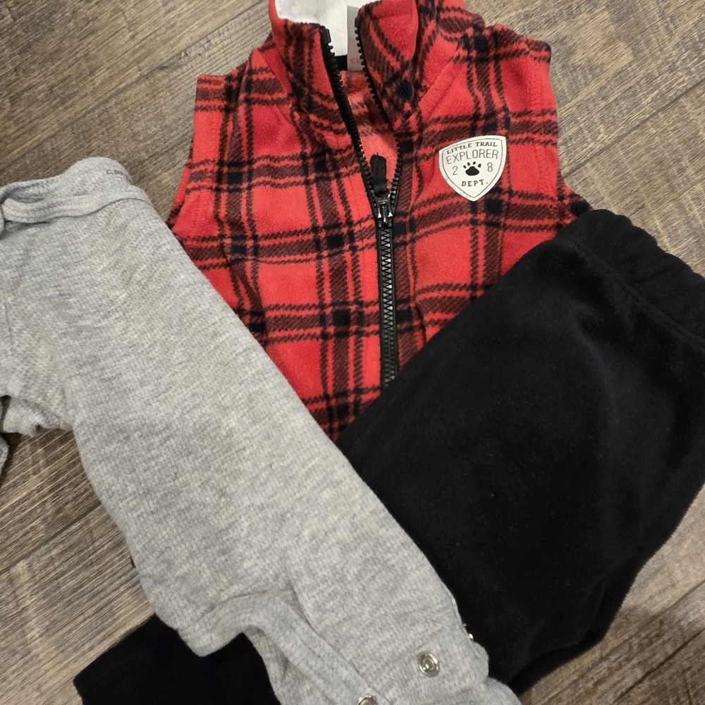 Red Plaid Kids Vest by Unknown Brand